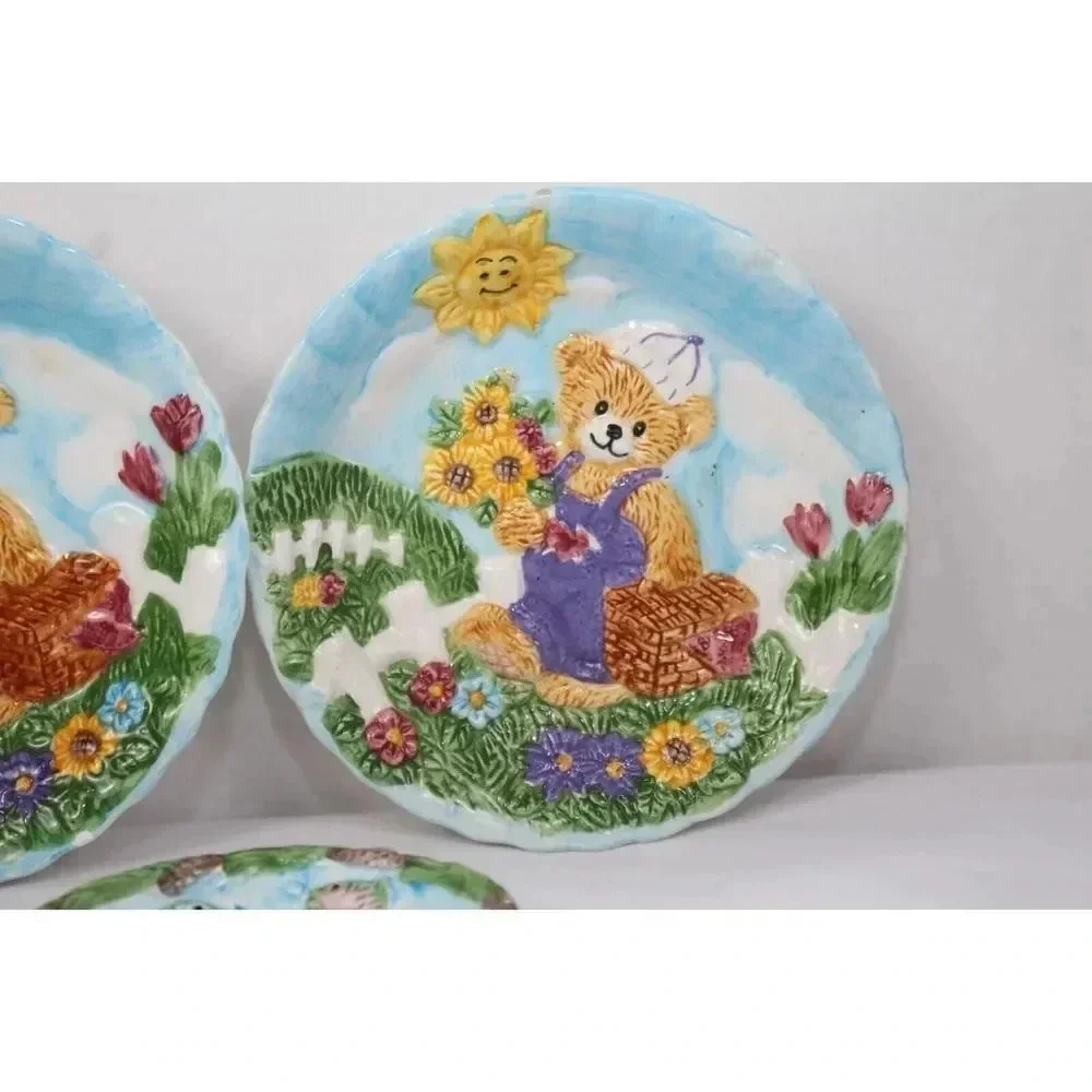 Vintage hand crafted ceramic plate set